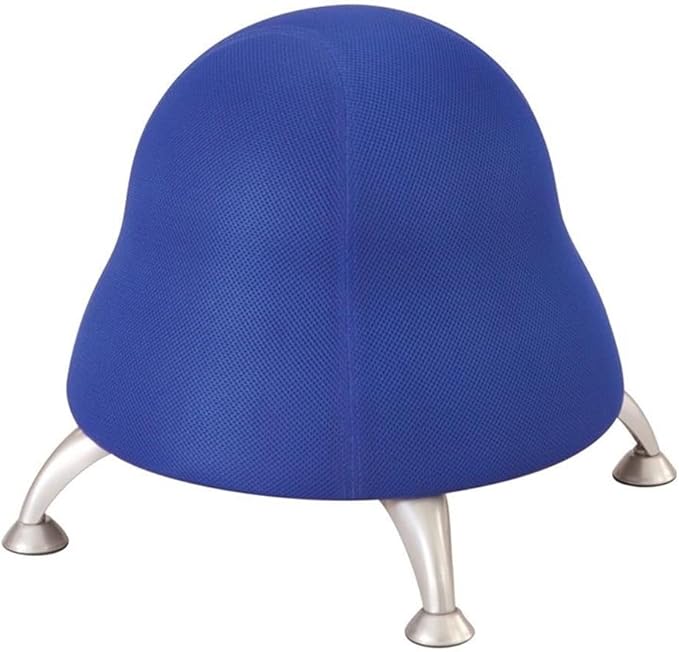 UrbanPro Low Profile Vinyl Upholstered Ball Chair, Blue, 17 in H x 22.5 in W, Powder Coated Legs, Anti-Burst Exercise Ball, Active Kids Seating, Promotes Posture and Balance, Durable Home or