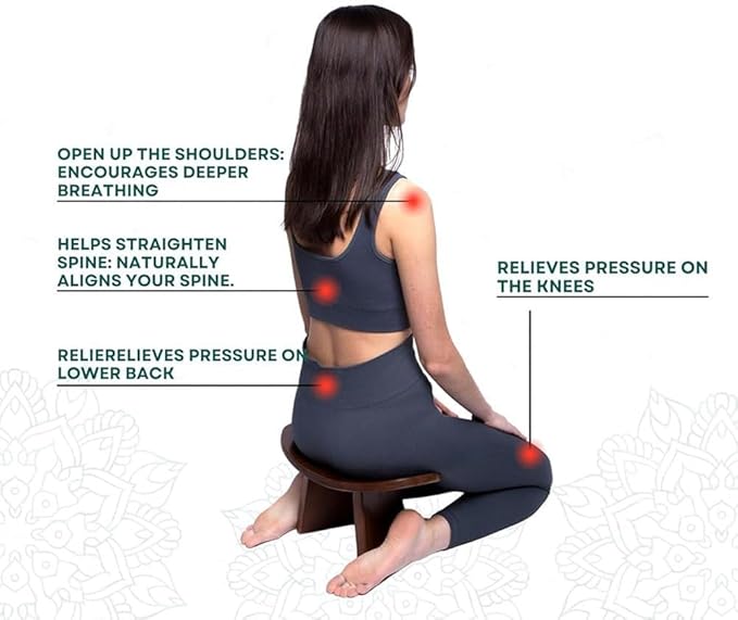 Bench,Meditation Bench Ergonomic Wooden Meditation Kneeling Stool with Travel Bag for Yoga, Prayer, Travel, Mindfulness, Zen Practice ﻿(Large)