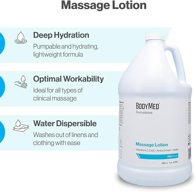 BodyMed Formulations Massage Lotion, 8 oz. – Fragrance-Free, All-Natural Lotion for Massage Therapy – Leaping Bunny Certified – with Arnica Extract & Jojoba – Non-Staining, & Paraben Free