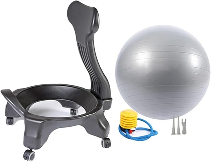 Ergonomic Office Yoga Ball Chairs, Active Sitting Exercise Ball Chair for Adults Desk Improves Back Pain, Balance Ball Chairs with Lockable Wheels and Foot Pump(Gray)