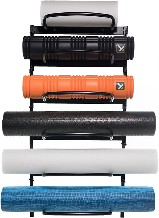 Power Systems Economy Wall Rack for Foam Rollers, 9.5 x 23 x 49 Inches, Black (80241)