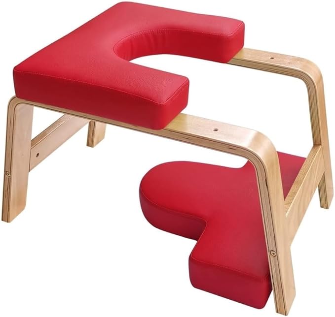 Yoga Headstand Bench, Meditation Stool for Adults, Handstand & Pilates Chair, Yoga Auxiliary Chair, Headstand Support Stool(Red)