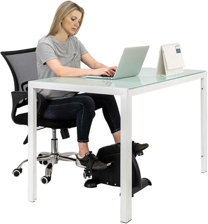 W002K Mini Exercise Bike with Adjustable Resistance,LED Display,Portable Fitness Pedal Stationary Under Desk Foot Pedal Exerciser for Arms and Legs, Home Office Use (Black)