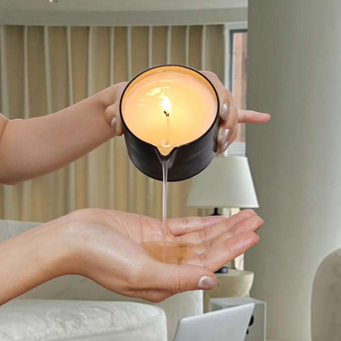 Massage Candle for Home SPA, Low Temp Scented Massage Oil Candles Wax for Skin Treatment, Aromatherapy Candle for Body Relaxation and Stress Relif, Skin Moisturizing Oil 6.35 OZ (Fresh Jasmine)