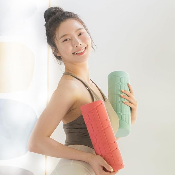 WADO Mini Round Foam Roller for Exercise and Recovery 12" x 4"- Ergonomic Pattern Angle Roller, Body Stretching, Solid PU, 3-Different Density Options (Firm (Deep Pink, 830g))