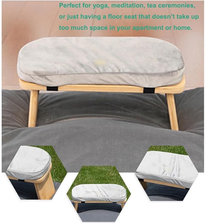 Meditation Bench with Meditation Cushion Meditation Stool Set,Folding Yoga Stool, Sturdy Prayer Bench,Comfortable for Kneeling or Sitting, 35 × 27inch, Grey