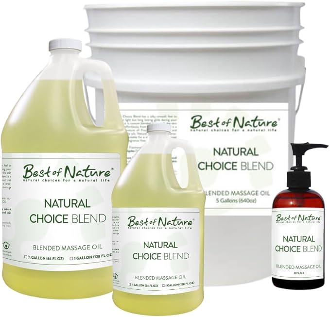 Best of Nature Natural Choice Blend Massage Oil – Professional-Grade, Lightweight & Non-Greasy Moisturizing Oil for Massage Therapy, Spa & Home Use, 5 Gallon Pail (640 fl oz)