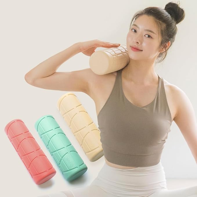 WADO Mini Round Foam Roller for Exercise and Recovery 12" x 4"- Ergonomic Pattern Angle Roller, Body Stretching, Solid PU, 3-Different Density Options (Firm (Deep Pink, 830g))