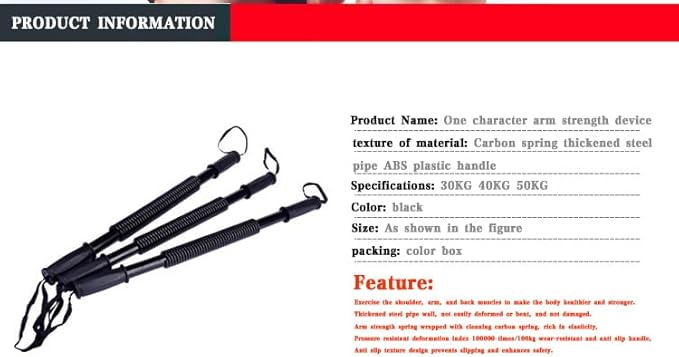 Fitness Equipment,Arm Strength Trainer - Adjustable Carbon Spring Resistance Equipmentfor Home Gym, Full Body Workout - Black