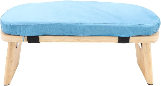 Yinhing Wooden Meditation Bench Ergonomic Detachable Kneeling Stool with Soft Cushion for Practice Includes Convenient Carry Bag Stylish Blue Design for Comfortable Meditation Sessions and (Blue)