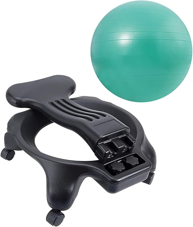 SRNSAEB Exercise Ball Chair with Back Support, Ergonomic Office Chair Yoga Ball to Pregnancy/Gym Goer/Back Pain People, Inflatable Stability Ball Chair with Pump/Wheels(Green)