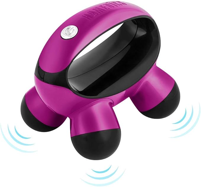 Homedics, Quatro Mini Hand-Held Massager with Hand Grip, Battery Operated Vibration Massage, 4 Massage Nodes, Powered by 2 AAA Batteries (Included), Assorted Colors (Pack of 5)