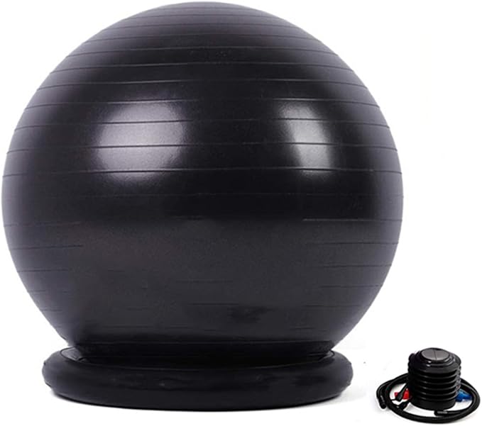 Yoga Ball Chair Office Ball Chair with Base & Pump, Stability Yoga Ball Seat for Back Pain Relief, Home Gym Exercise Ball Chair for Core Strength Training ( Color : Black , Size : Diameter 75cm ( 29 1