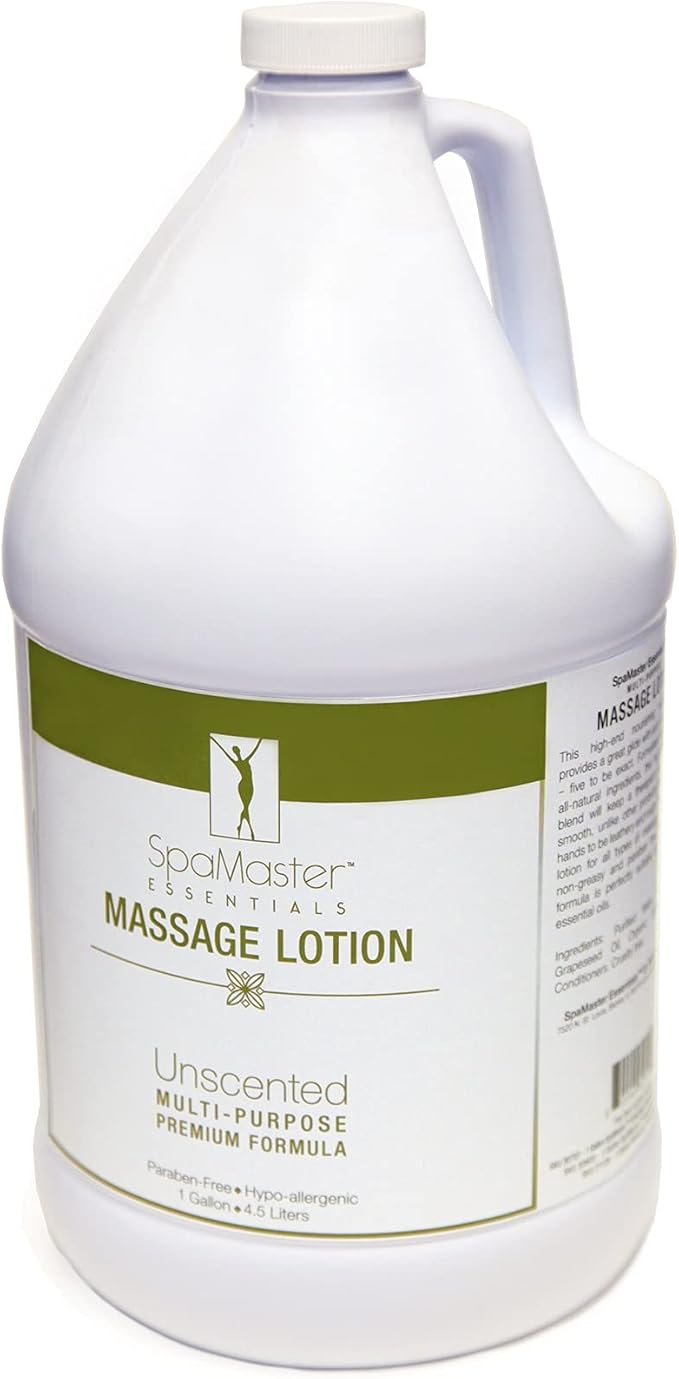 Master Massage Organic, Unscented, Vitamin-rich & Water-soluble Massage Lotion - 1 Gallon, Clear