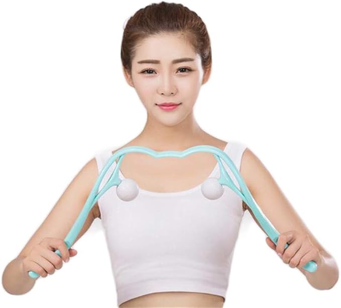 Neck Manual Massager, Portable Handheld Manual Neck Shoulder Massage Tool, Shiatsu Deep Tissue Pressure Trigger Point Neck Pain Relief Massage Roller Muscle Relaxation Massager for Home Office (Pink)