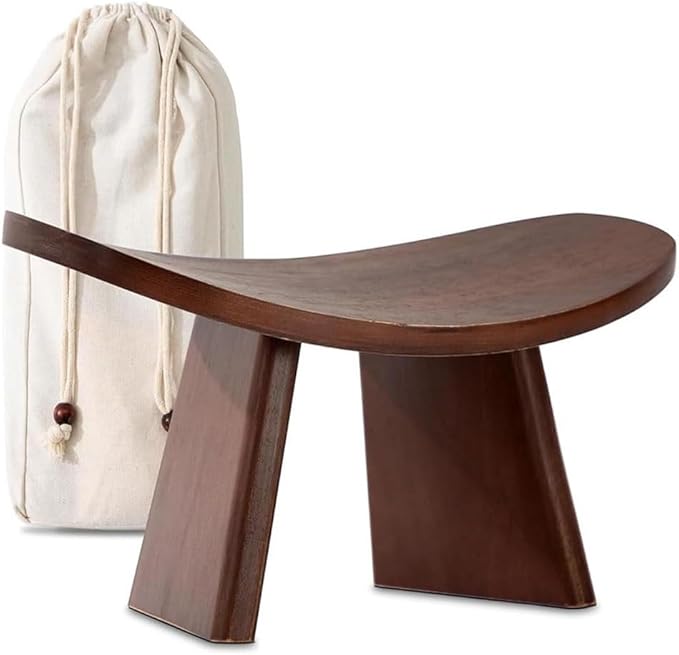 Bench,Meditation Bench Ergonomic Wooden Meditation Kneeling Stool with Travel Bag for Yoga, Prayer, Travel, Mindfulness, Zen Practice ﻿(Small)