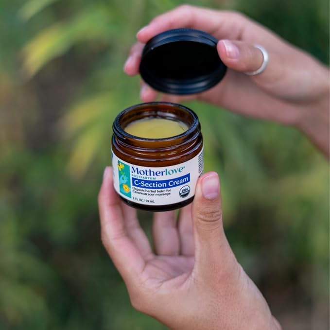 Motherlove C-Section Cream (2 oz) Organic Herbal Balm for Cesarean Scar Massage (Pack of 2)