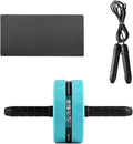 FRCOLOR Ab Roller Wheel for Gym with Knee Pad and Jump Rope, Blue Exercise Fitness Roller Wheel for Home Abdominal Workout and Core Strength Training