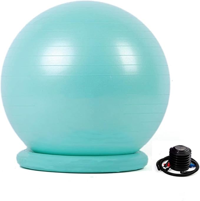 Yoga Ball Chair Office Ball Chair with Base & Pump, Stability Yoga Ball Seat for Back Pain Relief, Home Gym Exercise Ball Chair for Core Strength Training ( Color : Green , Size : Diameter 55cm ( 21 5