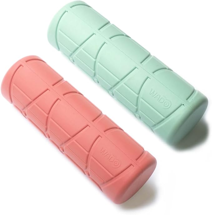 WADO Mini Round Foam Roller for Exercise and Recovery 12" x 4"- Ergonomic Pattern Angle Roller, Body Stretching, Solid PU, 3-Different Density Options (Firm (Deep Pink, 830g))