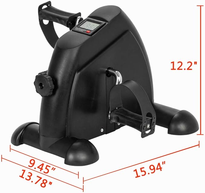 W002K Mini Exercise Bike with Adjustable Resistance,LED Display,Portable Fitness Pedal Stationary Under Desk Foot Pedal Exerciser for Arms and Legs, Home Office Use (Black)