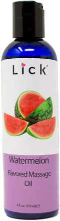 Watermelon Flavored Massage Oil for Couples – Edible Massaging Lotion with Vitamin E, Sweet Almond and Coconut Oil is Non Sticky and Gentle on Skin – Natural, Relaxing and Vegan (4 oz)