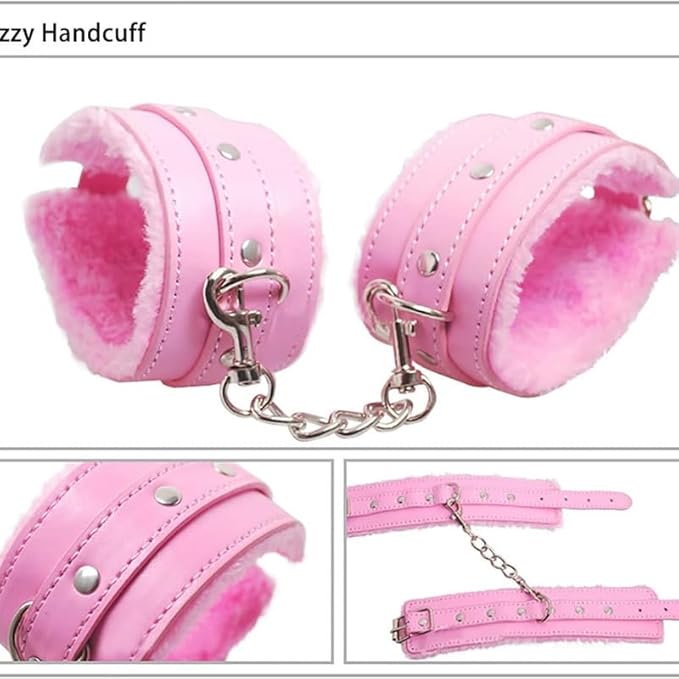 12 Novel Pilates Plush Leather Cosplay Tool Yoga Set, Wrist and Hip Stretching Fun Dice Beating Combination Accessories, Couple Gift (Pink)