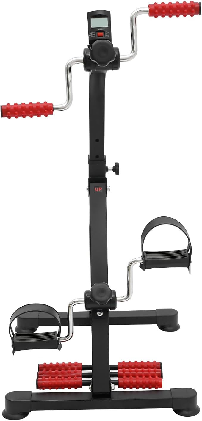 Portable Pedal Exerciser Bike, Adjustable Resistance, LCD Screen, Home Workout Equipment for Arms & Legs, Rehabilitation & Fitness