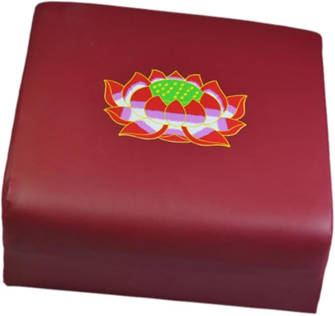 Wooden Meditation Bench for Prayer and Kneeling, Printed Lotus