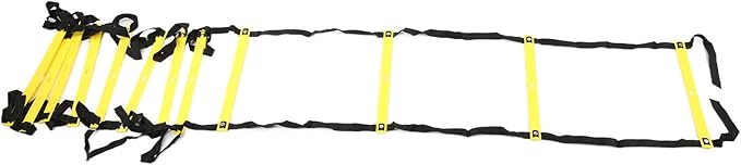 Fixed Agility Ladder for Football Soccer Training, Speed Footwork Ladder with 12 Rungs 6M, Bright Color Non - Slip Rope Ladder for Sports Drills and Group Exercise