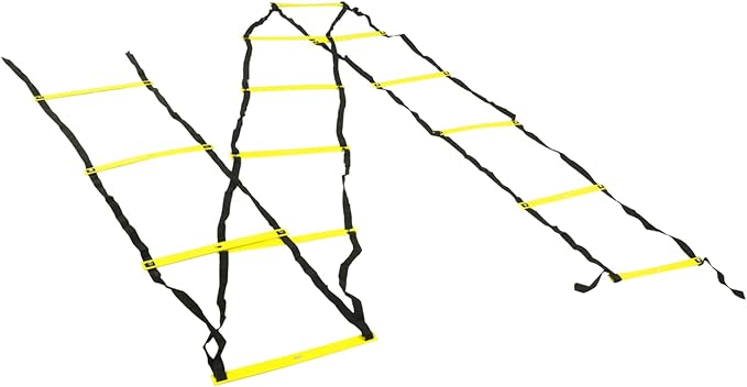 7M 14 Rung Agility Speed Ladder Stairs, Adjustable Training Ladder for Soccer Football Fitness, Non - Slip PP Agility Ladder with Angle Marks for Athletes and Coaches