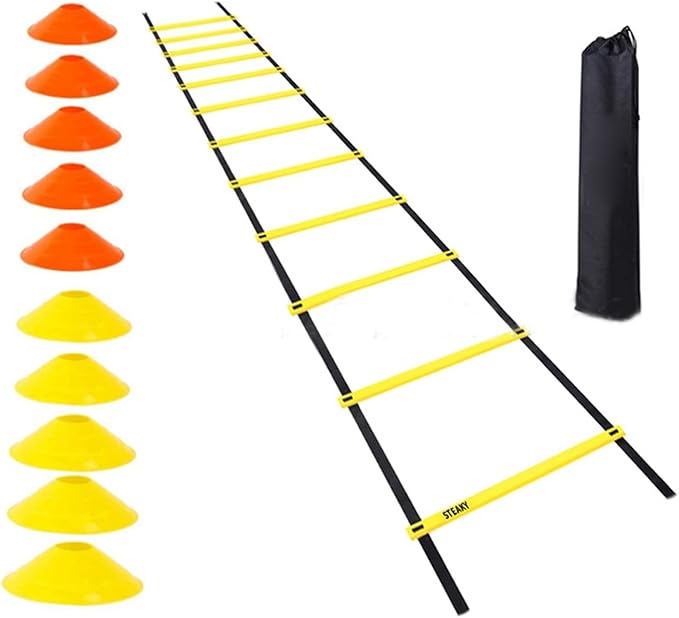 Agility Ladder, 12 Rung 20ft Speed Training Ladder Equipment Set with 10 Discs and Carrying Bag, for Soccer Sports and Agility Training
