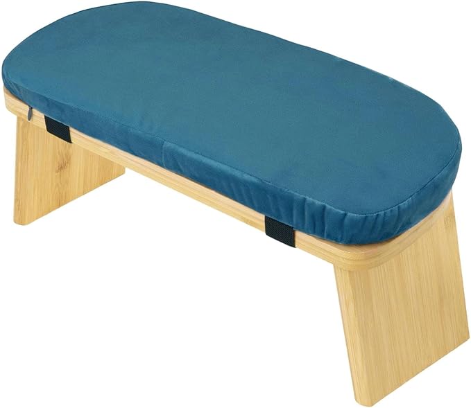 Meditation Bench Kneeling Stool Chair Wooden Prayer Bench Meditation Stool, Blue