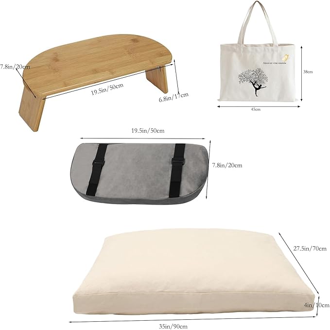 Meditation Bench Basic Kneeling Ergonomic Seat Meditation Stool,Folding Yoga Stool, Sturdy Prayer Bench,Comfortable for Kneeling or Sitting, Grey