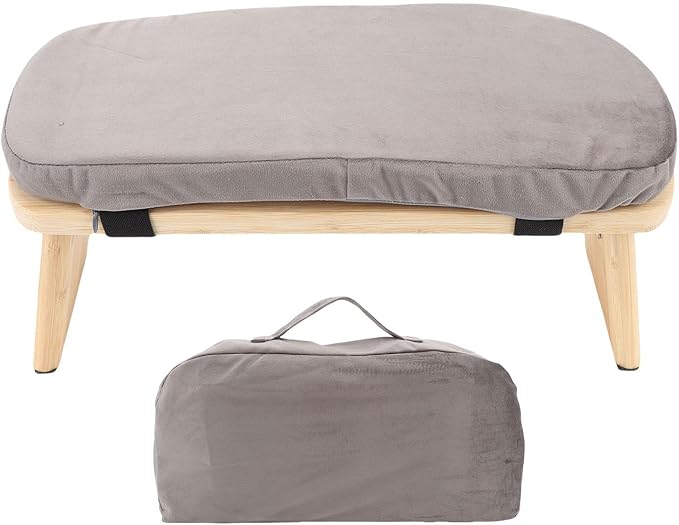 ZJchao Wooden Meditation Bench Detachable Ergonomic Kneeling Stool for Yoga and Meditation with Soft Cushion and Carry Bag Solid Wood Cotton Home Practice (Grey)
