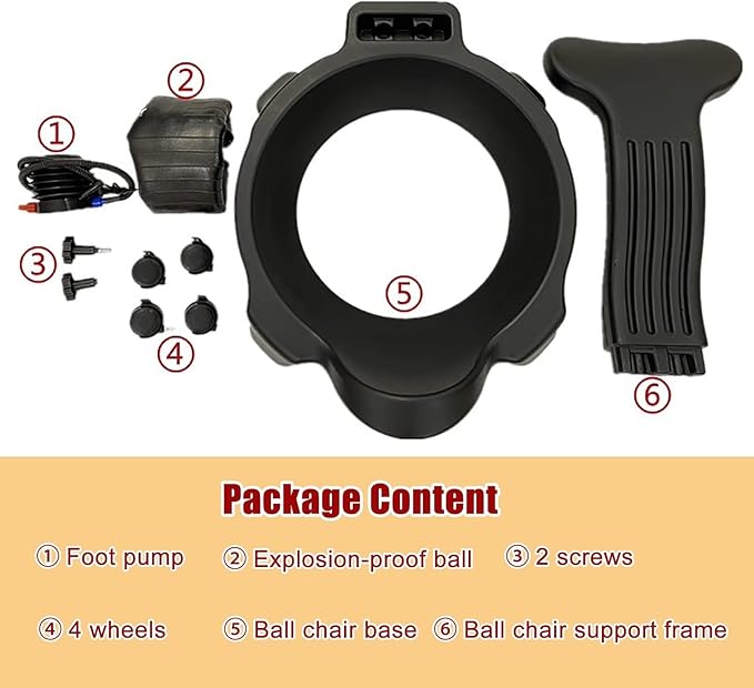 Adult Youth Balance Ball Posture Chair with Foot Pump, Ergonomic Office Chair Yoga Ball Chair, Home Gym Exercise Ball Chair Rolling Stool