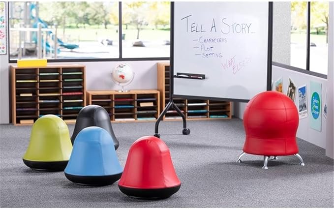 Safco Runtz Swivel Ball Chair for Kids, Anti-Burst, Exercise Ball Chair, 360° Rotation, Supports Movement, Better Posture and Balance, Red