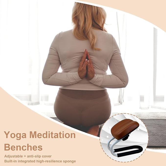 Prayer Bench for Kneeling at Home, Metal Frame Adjustable Stool Seat, Meditation Accessories, Non Slip Leg Sleeve, Portable Chair for Yoga, Studio, Home