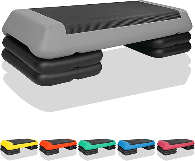 4''-6''-8''Adjustable Aerobic Stepper w/4 Risers Health Workout Step Platform for Sports & Fitness