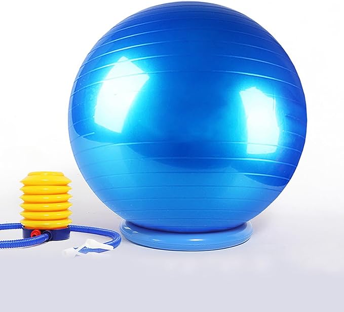 SRNSAEB Exercise Ball Seat for Office Desk Height, Ergonomic Balance Ball Chair Stool for Home/Office/School/Gym/Prolonged Sitting, Height Adjustable Pilates Yoga Ball Chair(Blue,55cm (21 7/10in))