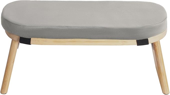 Meditation Bench, Folding Yoga Kneeling Stool, Portable Bamboo Prayer Cushion, Japanese Floor Chair (Grey)