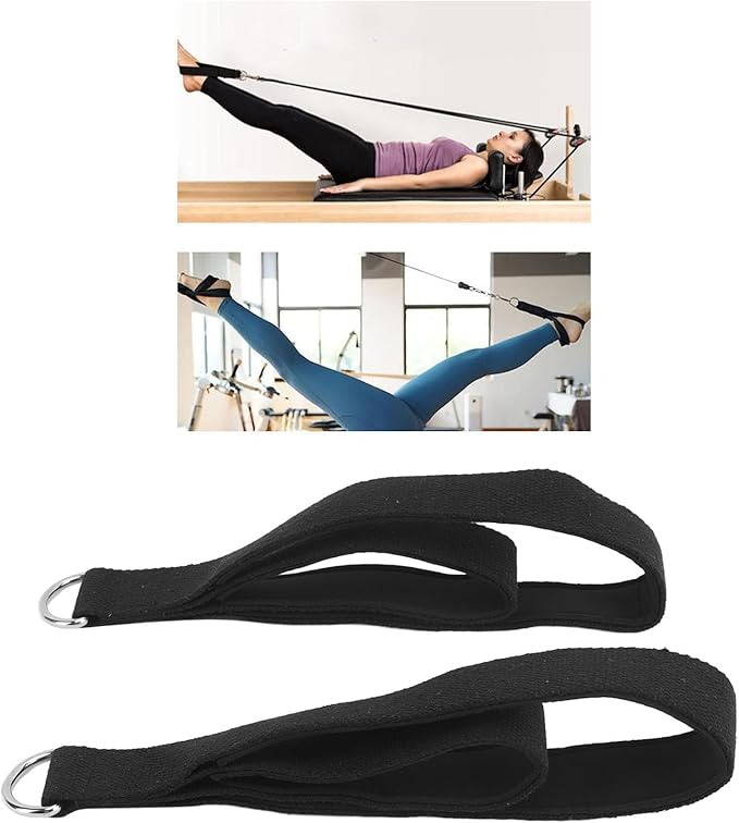 Alomejor Pilates Straps, Anti Slip Double Loop Exercise Straps with D Rings Cotton Fleece for Home Gym and Legs Arms Workout