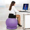Yoga Ball Chair,Yoga Ball，Exercise Ball, Office Ball Chair with Base & Pump Stability Yoga Ball Seat for Back Pain Relief Home Gym Exercise Ball Chair for Core Strength Training(Purple,Diameter 75cm (