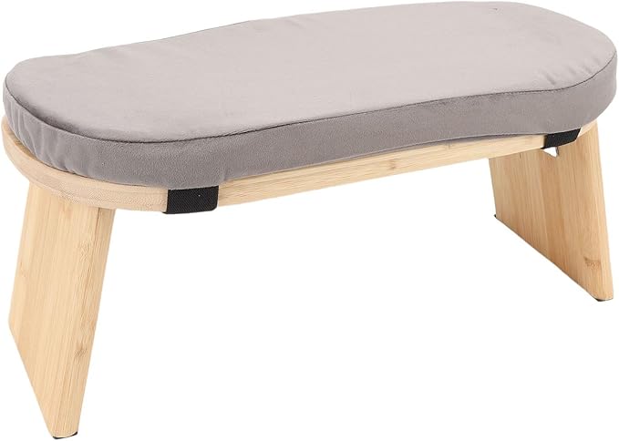 ZJchao Wooden Meditation Bench Detachable Ergonomic Kneeling Stool for Yoga and Meditation with Soft Cushion and Carry Bag Solid Wood Cotton Home Practice (Grey)