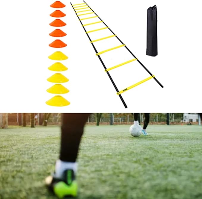SUNGOOYUE Agility Ladder, 12 Rung 20ft Speed Agility Training Equipment Set with Carrying Bag, for Soccer Training Sports Coordination Workout