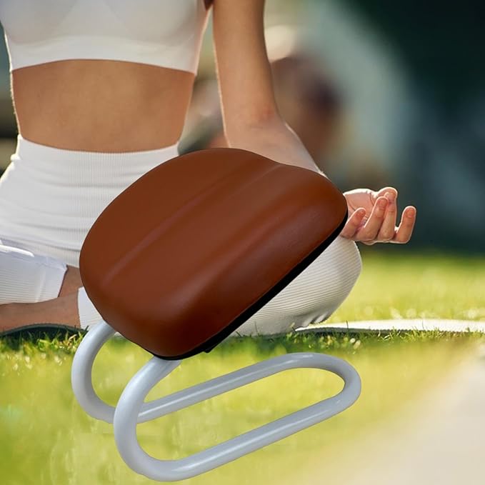 HouseVibe Meditation Stool Chair Adjustable Portable Ergonomic Kneeling Bench Seat for Yoga Home Adults Women- Brown