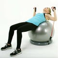 Backless Balance Ball Chair Exercise Stability, 21 25 29 Inch Pregnancy Labor Medicine Ball Chair for Home Gym Office, Gray Exercise Ball Kit with Base & Bands(Diameter 55cm(21 3/5 inch))