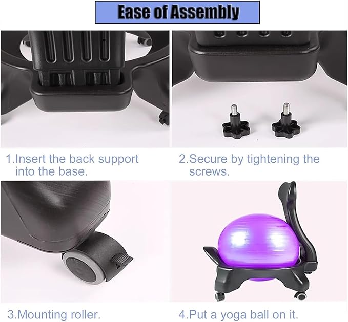 Yoga Ball Chair,Yoga Ball，Exercise Ball, Yoga Ball Chair Ergonomic Chair with Replaceable Balls Stability Yoga Ball Chair for Office Home Classroom Exercise Ball Seat(Blue)