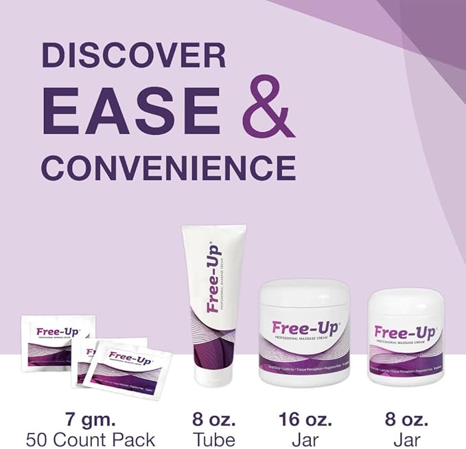 Free-Up Professional Massage Cream, Fragrance-Free, Great Glide, Lubricity, Tissue Perception, Perfect for Physical Therapy, Massage Versatile, Non-Greasy, 16 Oz Jar