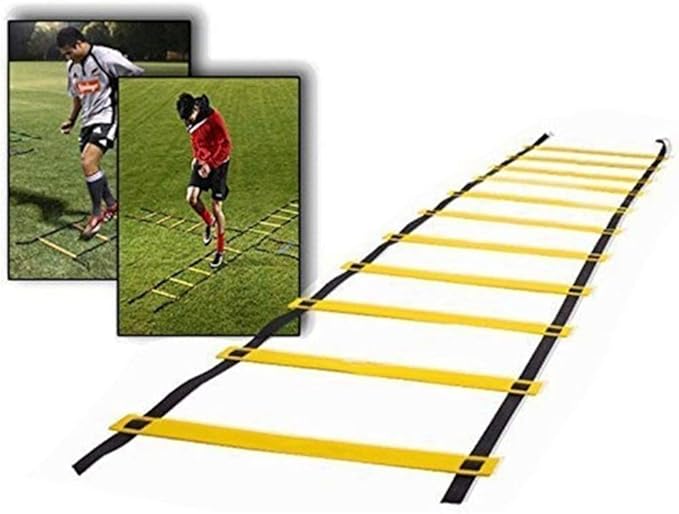Agility Ladder Speed Training Set: 8 Rung 4 M Soccer Training Equipment for Kids with 12 Cones, Carrying Bag for Football Exercise Sports Footwork Training Small